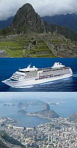 Top to Bottom: Machu Picchu, Seven Seas Mariner, Rio de Janeiro